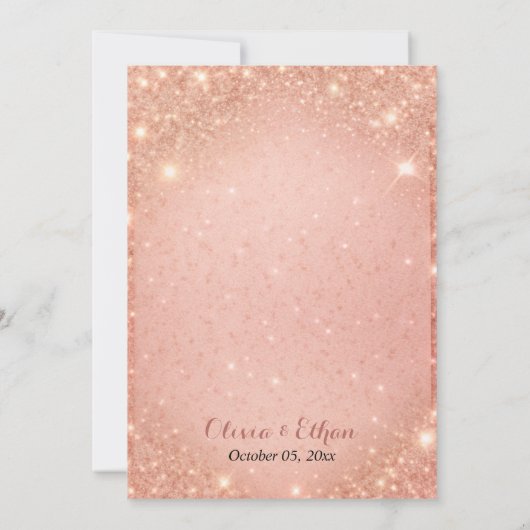 glam chic roos goud Glitter gouden lijst bruiloft Kaart (Achterkant)