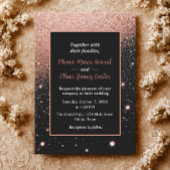 glam chic rose gold Glitter gold frame wedding Kaart