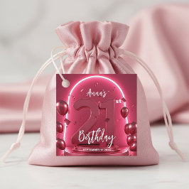 Glam Chic Vibrant Neon Pink 21st Birthday Party Bedankjes Labels