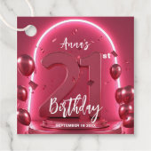 Glam Chic Vibrant Neon Pink 21st Birthday Party Bedankjes Labels (Voorkant)