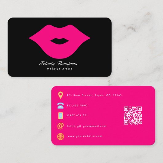 Glam Chic Visagist QR Code Visitekaartje (Voorkant / Achterkant)