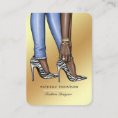 Glam Chic Zebra Fashionista QR-code Visitekaartje (Voorkant)