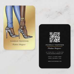 Glam Chic Zebra Fashionista QR-code Visitekaartje
