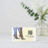 Glam Chic Zebra Mode QR-code Visitekaartje (Staand voorkant)