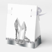 Glam Chic Zilver Glitter Hoge hak Schoen Bedankdoosjes (Achterkant)