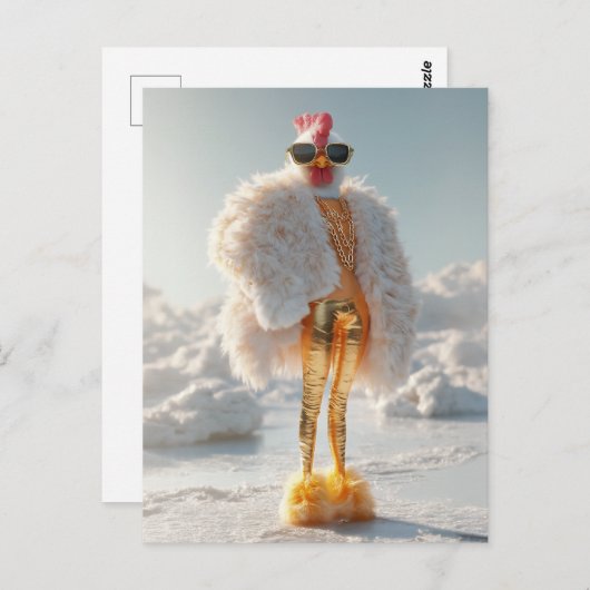 Glam Chicken op Ice Briefkaart (Voorkant / Achterkant)