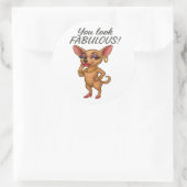 Glam Chihuahua Ronde Sticker (Tas)