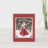 Glam Christmas - Elegante dame in het rood Kaart (Voorkant)