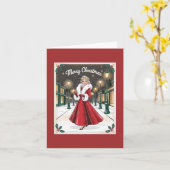  Glam Christmas - Elegante dame in het rood Kaart (Gele Bloem)
