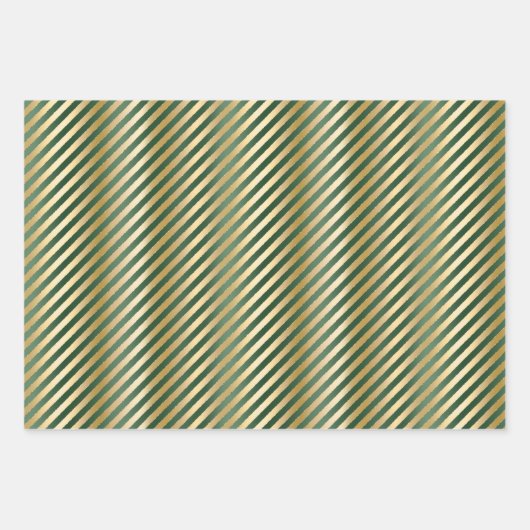 Glam Christmas Red Green Gold Geometric Stripes Inpakpapier Vel (Voorkant 2)