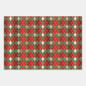 Glam Christmas Red Green Gold Geometric Stripes Inpakpapier Vel (Voorkant)