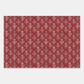 Glam Christmas Red Green Silver Damask Stripes Inpakpapier Vel (Voorkant 3)