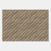 Glam Christmas Red Green Silver Damask Stripes Inpakpapier Vel (Voorkant)