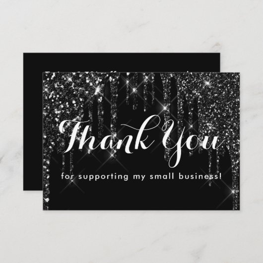 Glam Classy Black Glitter Drivers Bedankkaart (Voorkant / Achterkant)