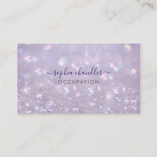 Glam Classy Glitter Lavendel, Scriptnaam Visitekaartje (Voorkant)