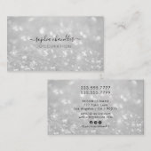 Glam Classy Glitter, zwart en wit, scriptnaam Visitekaartje (Voorkant / Achterkant)