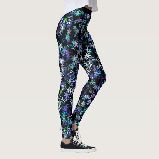 Glam Cluster van Stars Blue Paarse Trendy Design Leggings (Rechts)