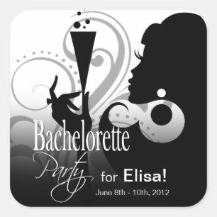 Glam Cocktail Lady Sticker   zwart wit GROOT