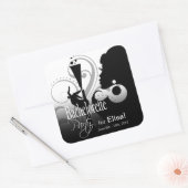 Glam Cocktail Lady Sticker | zwart wit GROOT (Envelop)
