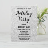 Glam Company Holiday Party Silver Glitter Sparkles Kaart (Staand voorkant)