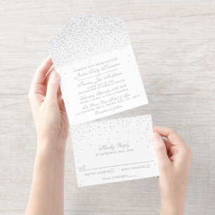  Glam Confetti bruiloft echte Folie geperst All In One Uitnodiging