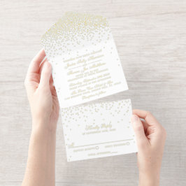  Glam Confetti bruiloft echte Folie geperst All In One Uitnodiging
