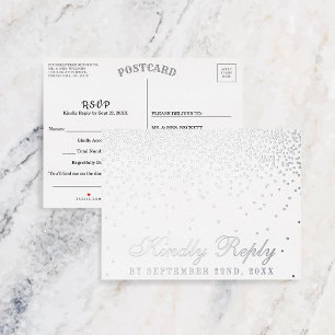 Glam Confetti Bruiloft RSVP Echt Folie Uitnodiging Briefkaart
