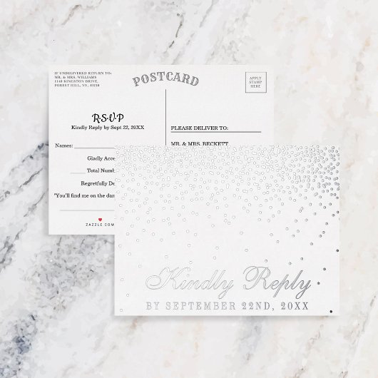  Glam Confetti Bruiloft RSVP Echt Folie Uitnodiging Briefkaart