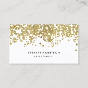 Glam Confetti   Chic Faux Gold Foil Visitekaartje