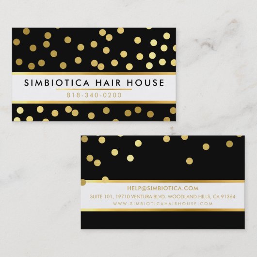 GLAM CONFETTI modern schattig stippenpatroon goud  Visitekaartje (Voorkant / Achterkant)