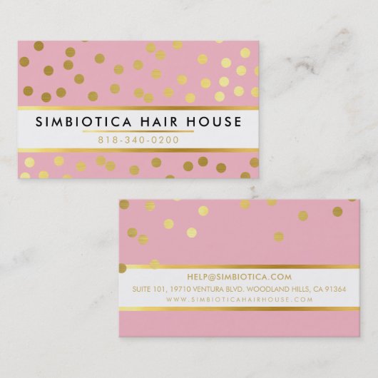 GLAM CONFETTI modern stippenpatroon gouden bord ro Visitekaartje (Voorkant / Achterkant)