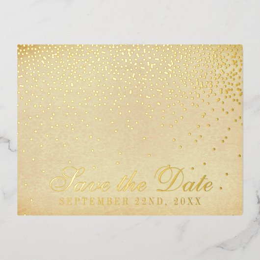 Glam Confetti Wedding Save the Date Real Folie Uitnodiging Briefkaart (Voorkant)