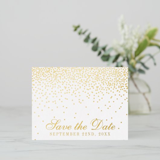  Glam Confetti Wedding Save the Date Real Folie Uitnodiging Briefkaart (Staand Voorkant)