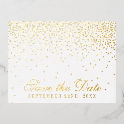  Glam Confetti Wedding Save the Date Real Folie Uitnodiging Briefkaart (Voorkant)