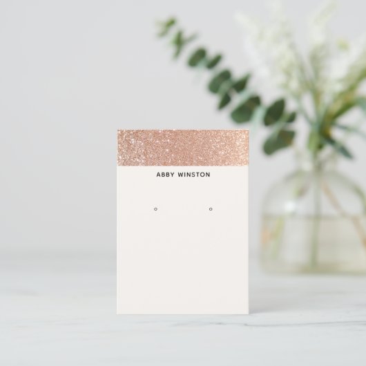 Glam Copper Glitter Earning Display Visitekaartje (Staand voorkant)