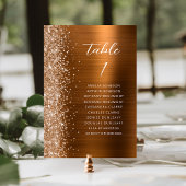 Glam Copper Metallic Glitter Script Wedding Kaart