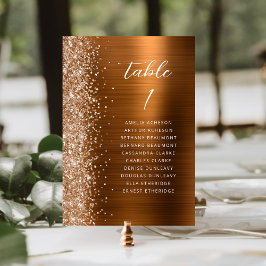 Glam Copper Metallic Glitter Script Wedding Kaart