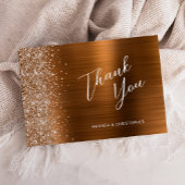 Glam Copper Metallic Wedding Flat Thank You Kaart