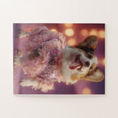 Glam Corgi in roze – Schattigee puzzel (Horizontaal)