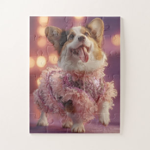 Glam Corgi in roze – Schattigee puzzel