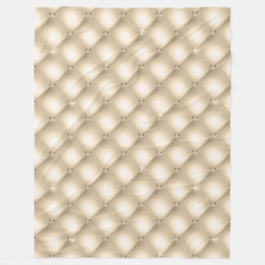 Glam Cream Champagne Diamond Glitz Bruiloft Fleece Deken (Voorkant)