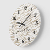 Glam Cream White Zebra Print Grote Klok (Hoek)