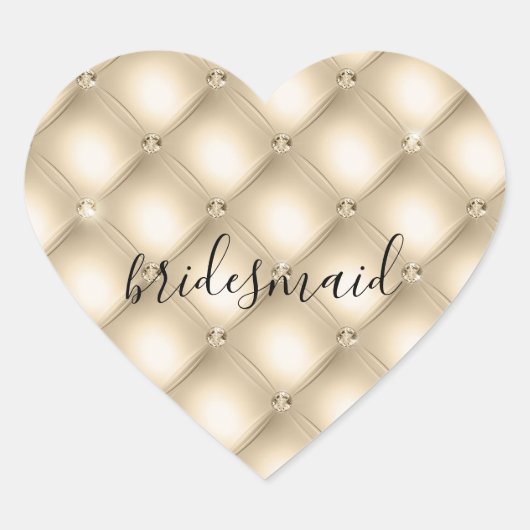 Glam Crème Champagne Diamant Hart Sticker (Voorkant)
