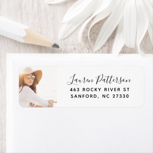 Glam Custom Photo Afstuderen Return Address Etiket (Insitu)