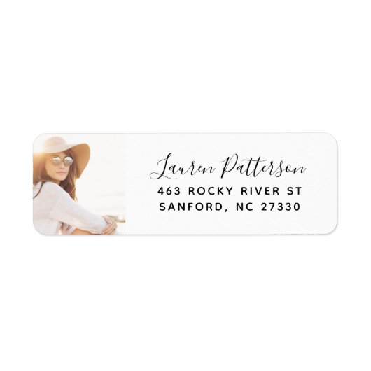 Glam Custom Photo Afstuderen Return Address Etiket (Voorkant)