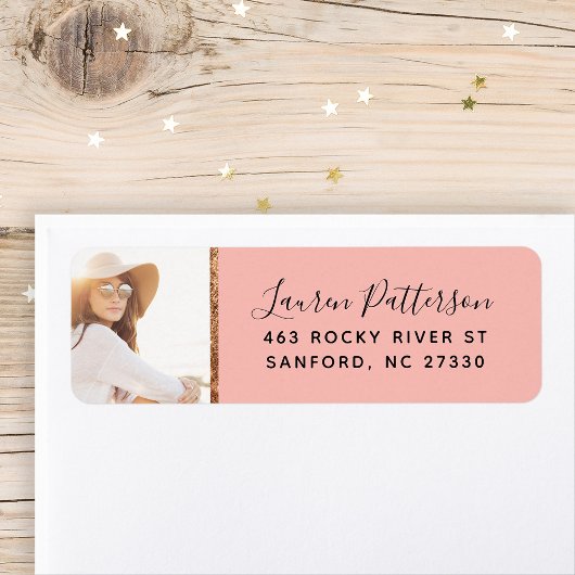 Glam Custom Photo Afstuderen Return Address Etiket