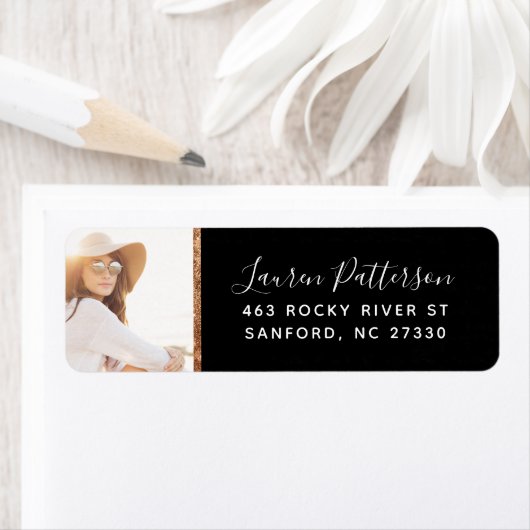 Glam Custom Photo Afstuderen Return Address Etiket (Insitu)