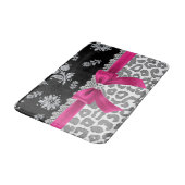 Glam D/Roze Bow-Gray Leopard-Silver Floral Sparkle Badmat (Gekanteld)