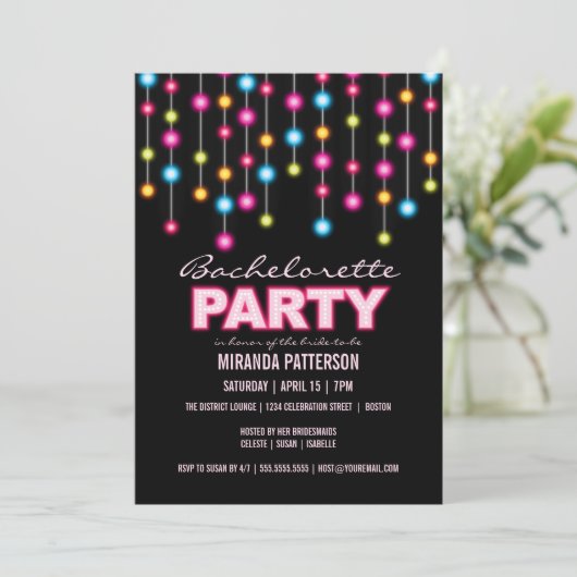 Glam Dance Lights Bachelorette Kaart (Staand voorkant)