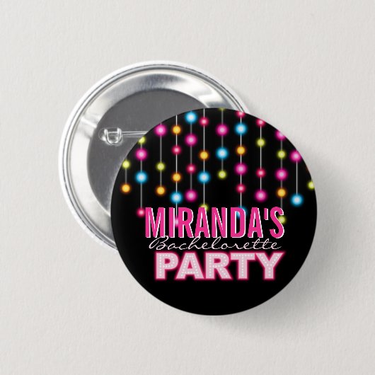 Glam Dance Lights Bachelorette Party Button (Voorkant /achterkant)